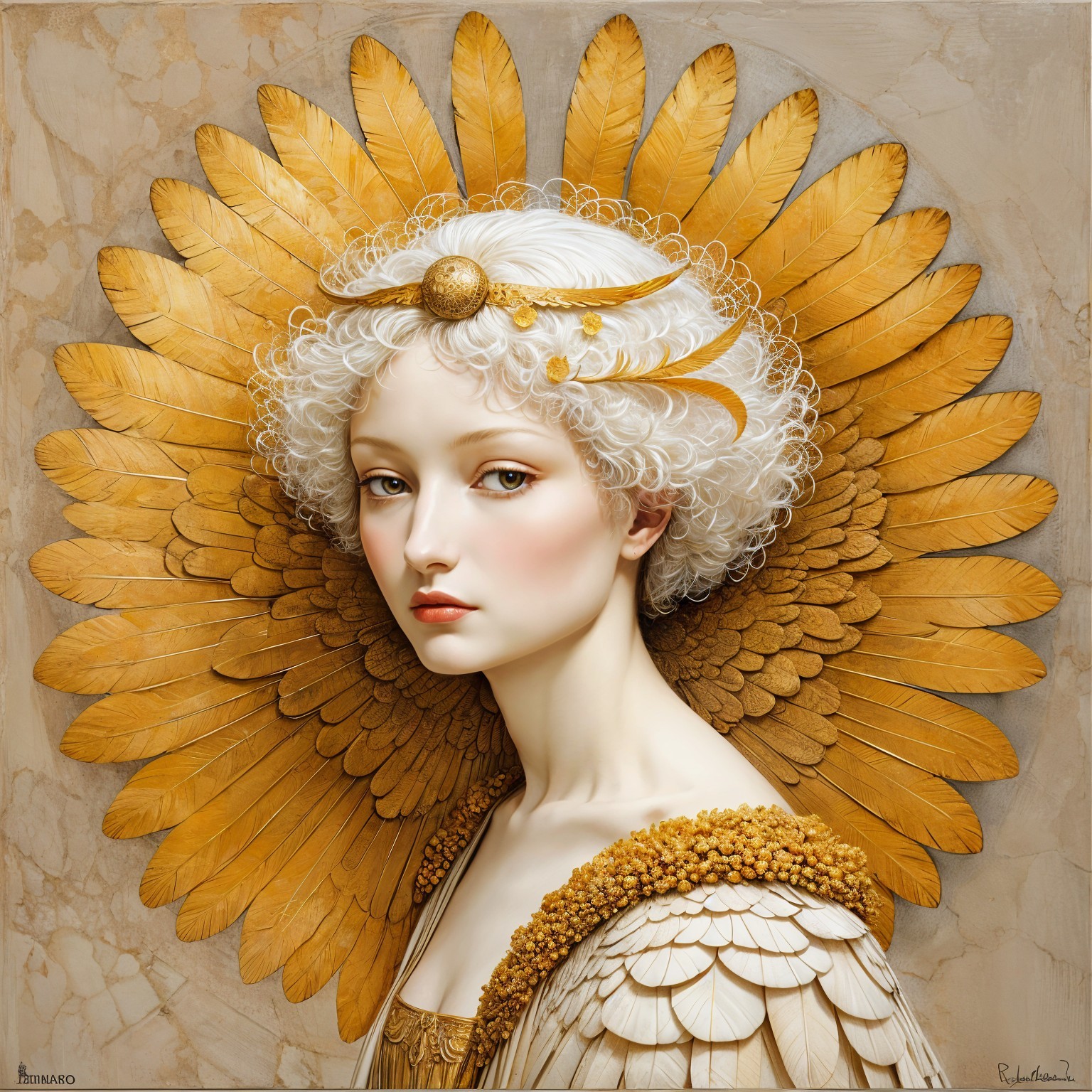 Serene Portrait of a Young Woman with Golden Headpiece