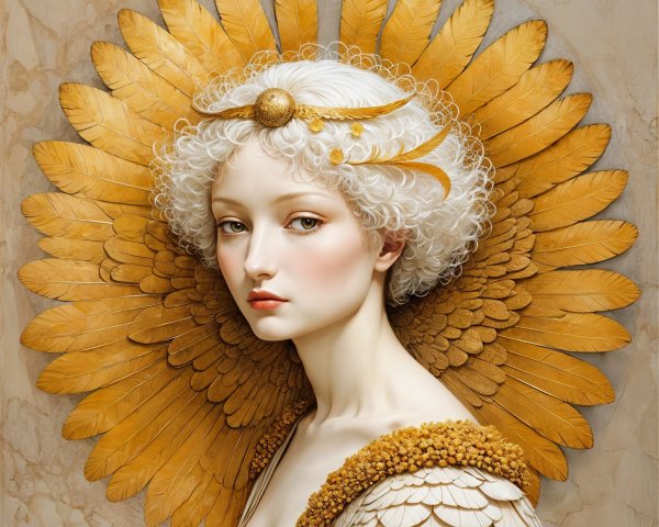 Serene Portrait of a Young Woman with Golden Headpiece