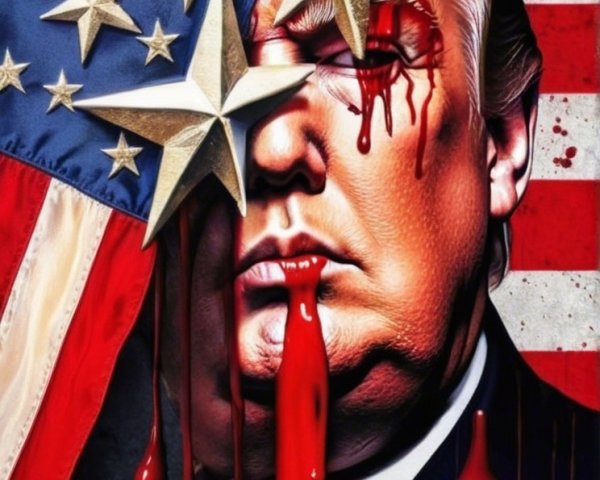 Stylized Portrait of a Man with American Flag Background