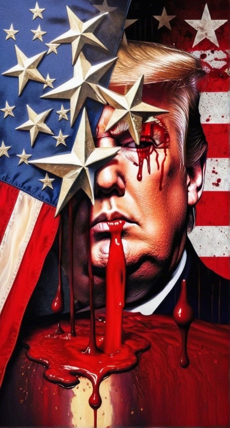 Stylized Portrait of a Man with American Flag Background