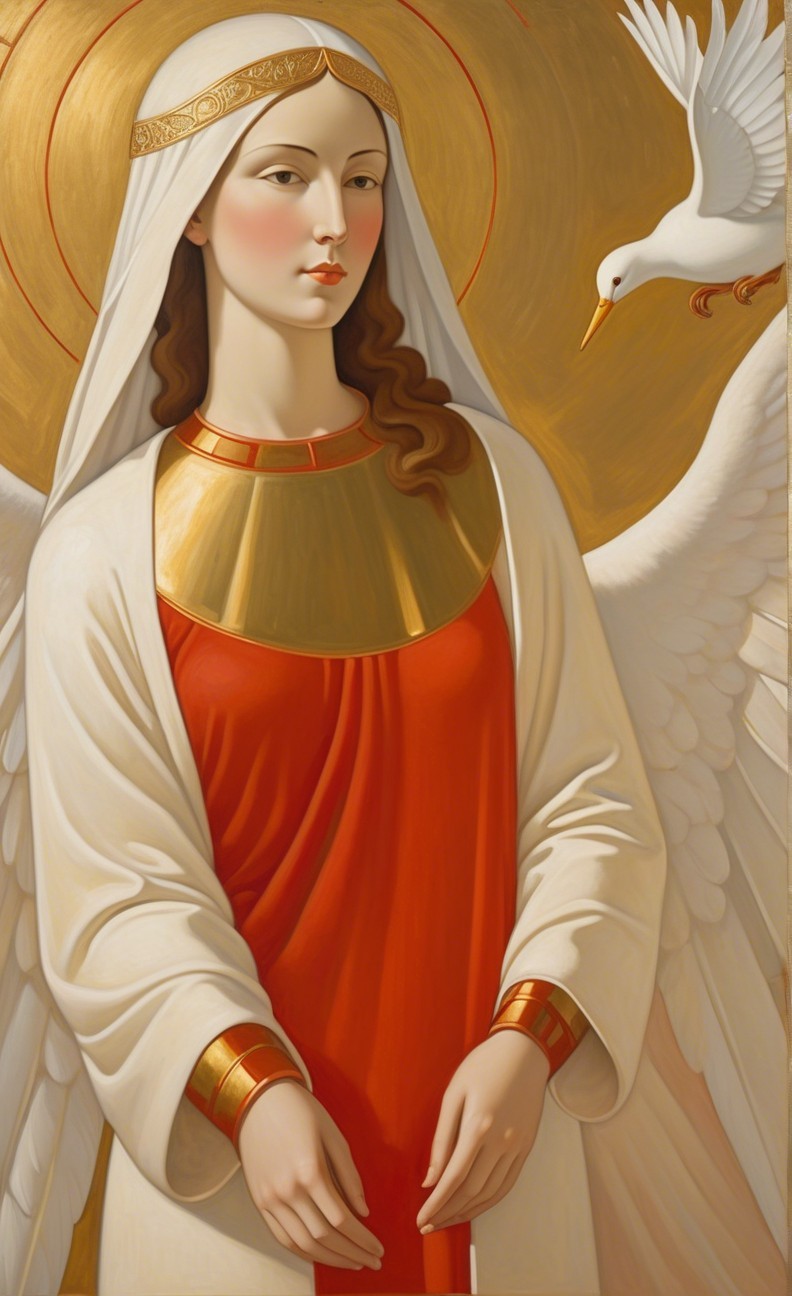 Serene Angelic Figure in Golden-Hued Background
