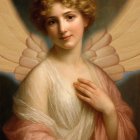 Serene Woman with Red Hair and Angelic Wings