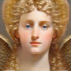 Serene Angelic Figure with Golden Halo and Soft Colors