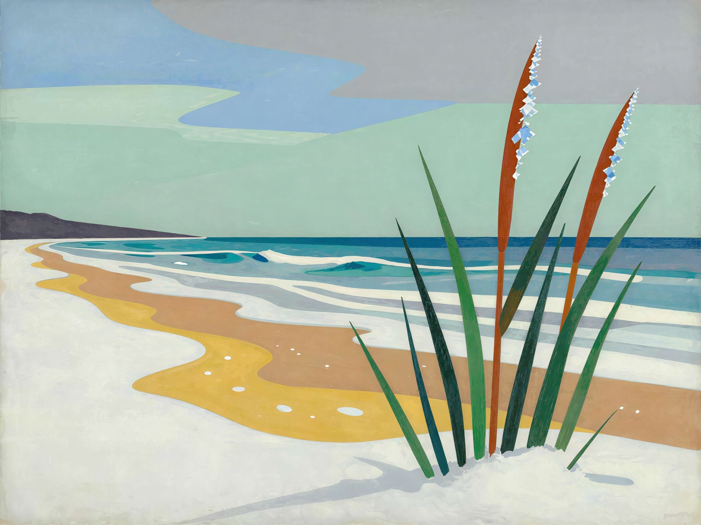 Coastal Landscape with Reeds and Ocean View