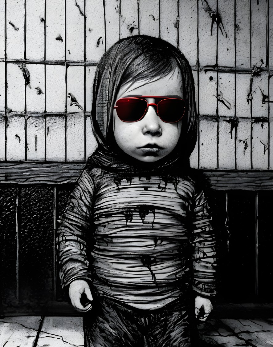 Monochromatic Illustration of a Child in Sunglasses