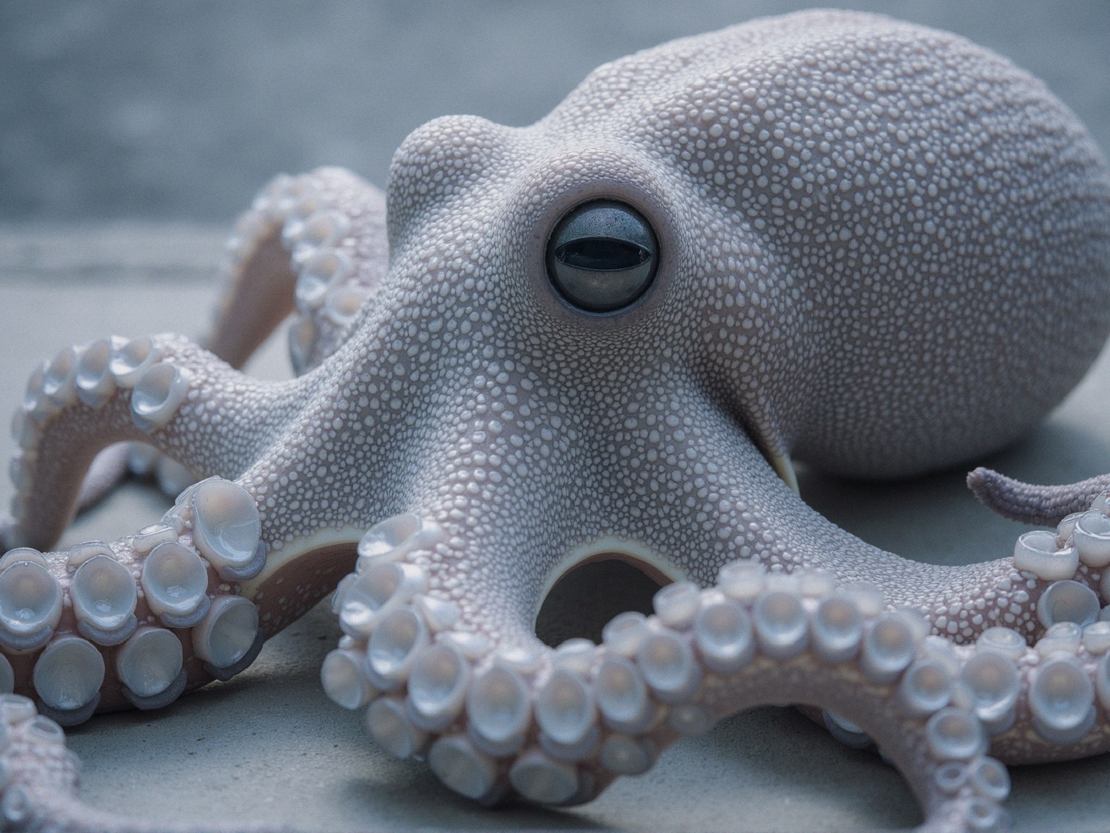 Close-up of a pale pink and cream octopus