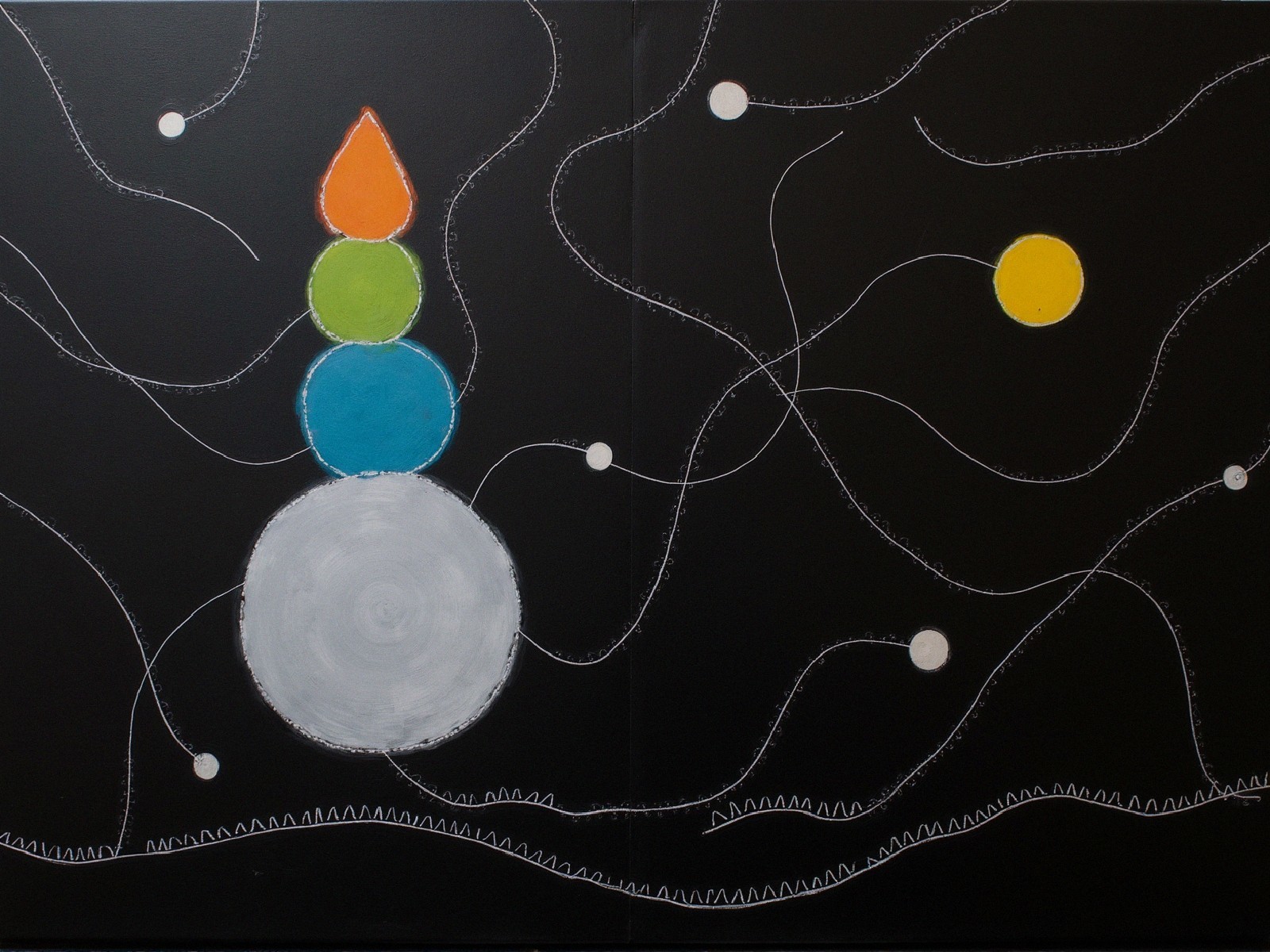 Minimalist Abstract Composition on Black Background