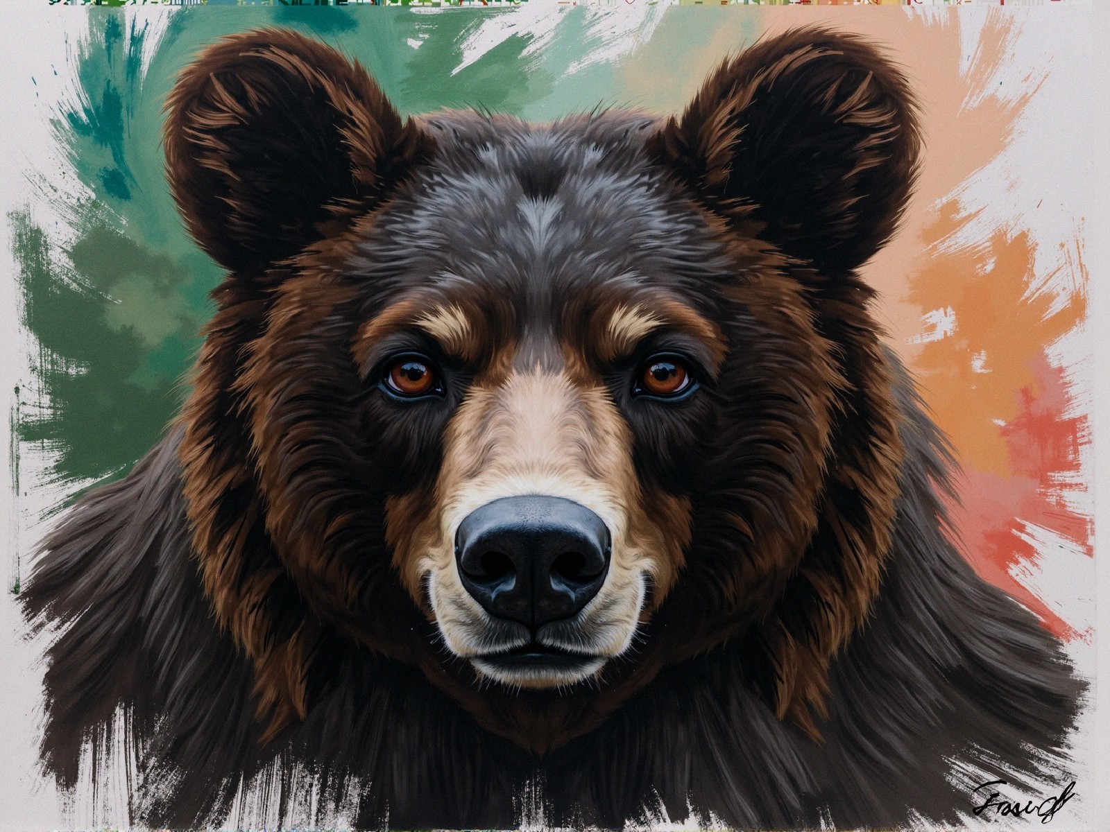 Close-Up of a Brown Bear's Face with Detailed Fur