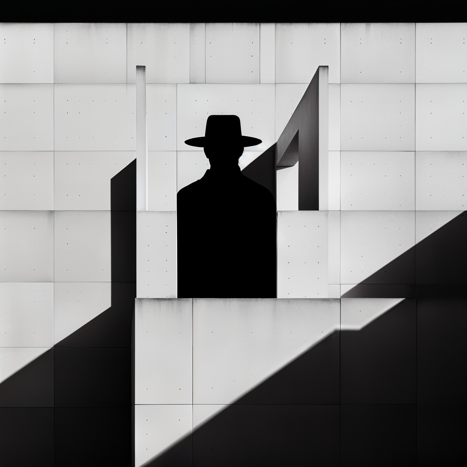 Silhouette of a Figure Against Textured Concrete