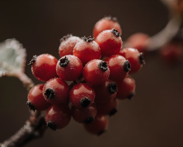Close-Up of Vibrant Red Berries with Moisture Droplets