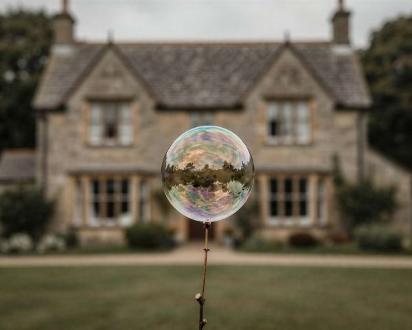 Translucent Soap Bubble on a Stick with Blurred Background
