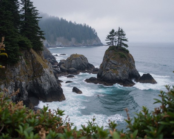 Rugged Cliffs and Tranquil Coastal Landscape