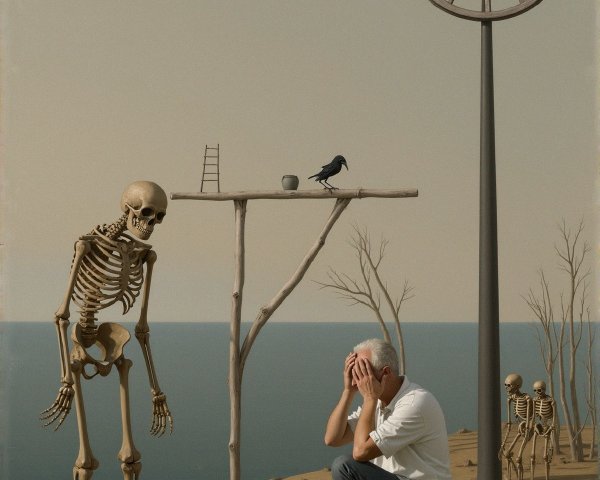 Surreal Landscape Depicting Mortality and Despair