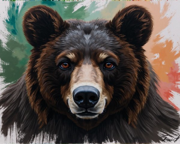Close-Up of a Brown Bear's Face with Detailed Fur