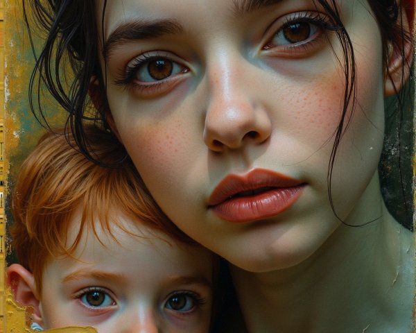 Close-Up Portrait of a Woman and Child with Warm Tones