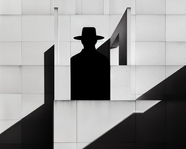 Silhouette of a Figure Against Textured Concrete