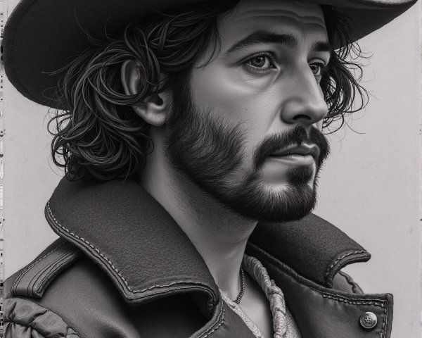 Monochrome Portrait of a Thoughtful Young Man