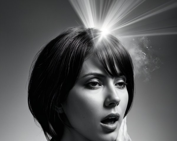 Woman with bob haircut expressing surprise and insight