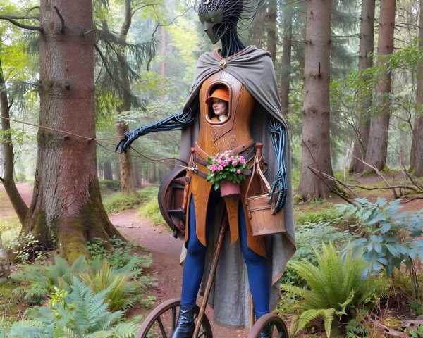 Fantasy Humanoid Automaton in Forest Setting