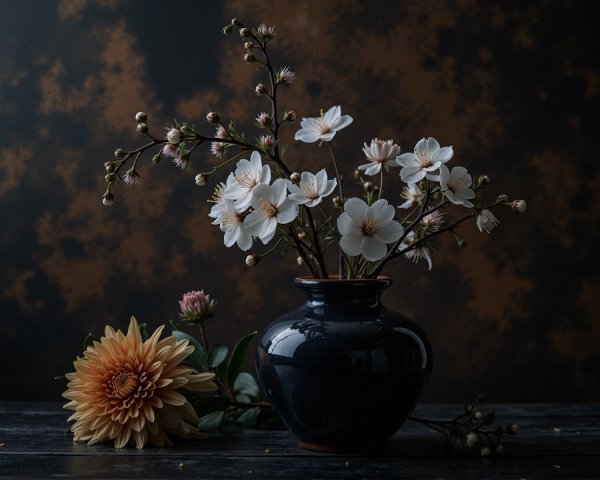 Elegant Floral Arrangement with Dark Textured Background