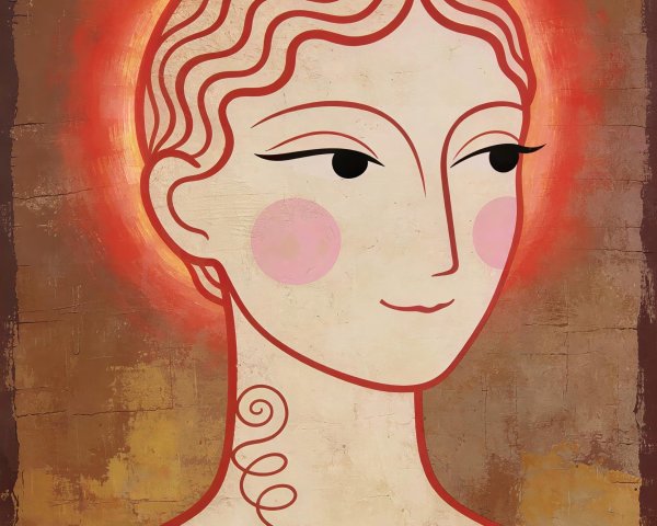 Cartoon Woman Illustration with Red Aura and Heart