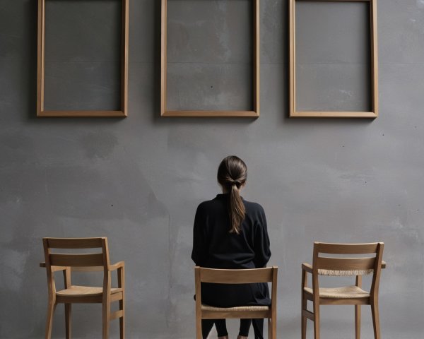 Minimalist Setting with Empty Frames and Contemplation