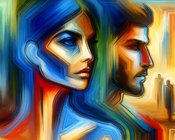 Abstract Depiction of a Man and Woman in Colors