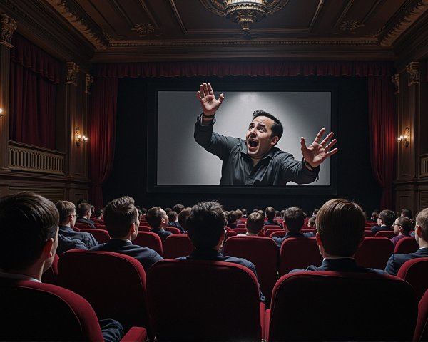 Audience of Young Boys Engaged in Theater Performance