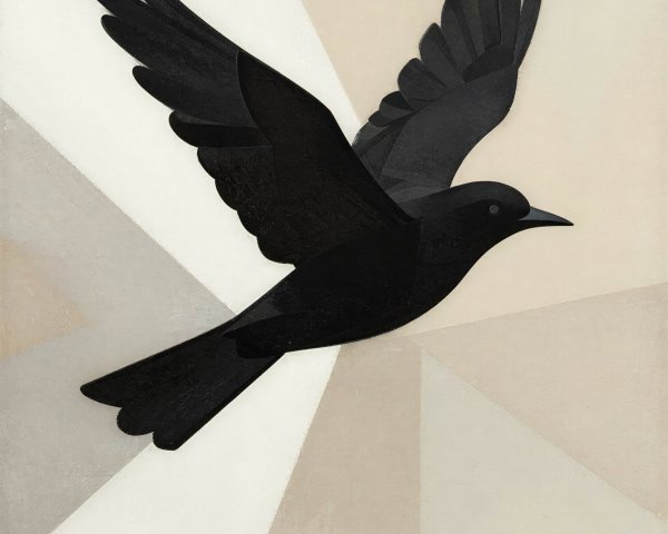 Minimalistic Geometric Artwork of a Black Bird