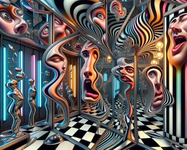 Surreal Abstract Environment with Distorted Figures