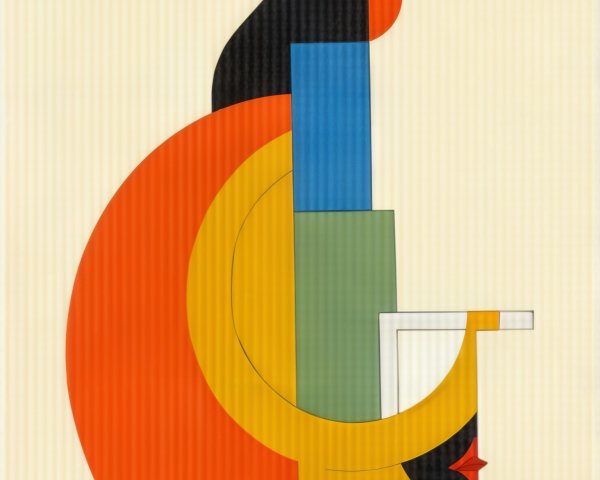 Abstract Composition of Geometric Shapes in Bold Colors
