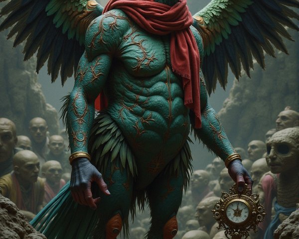 Majestic Creature with Human and Bird Features