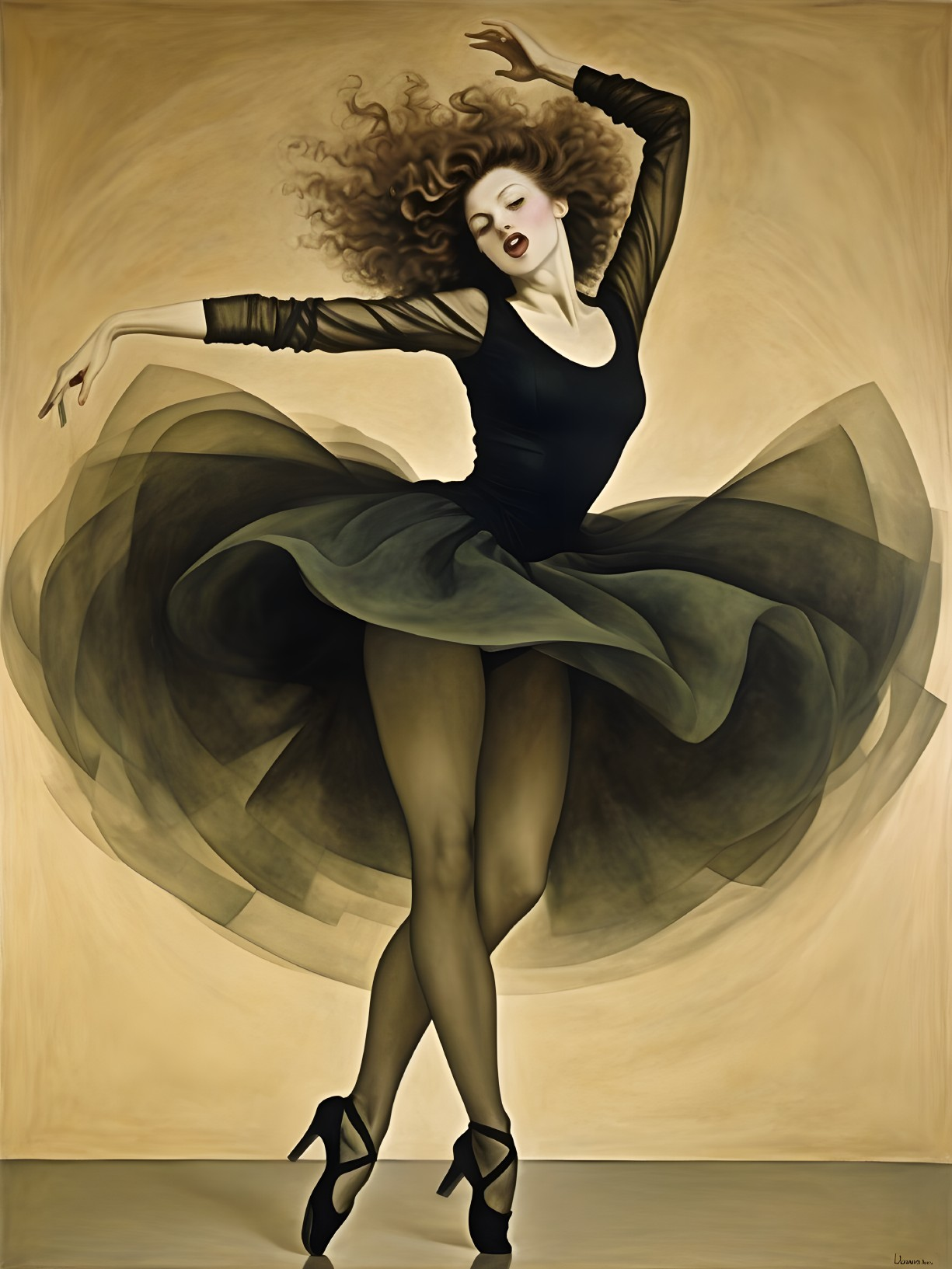 Dynamic Pose of a Dancer in Elegant Attire