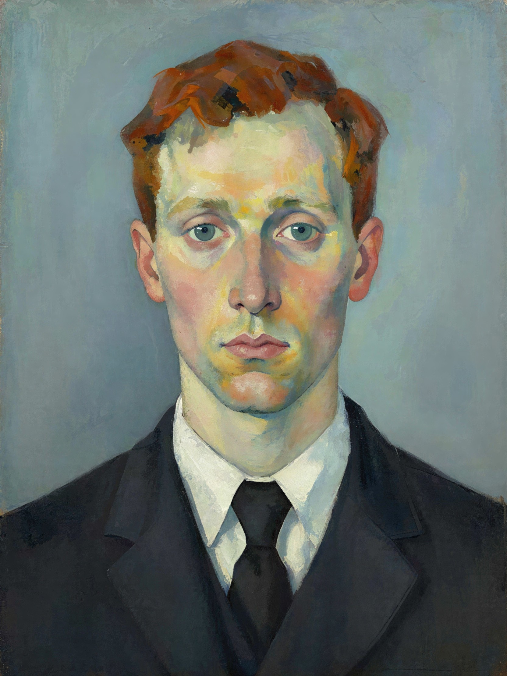 Self-Portrait Oil Painting with Angular Features, 1914