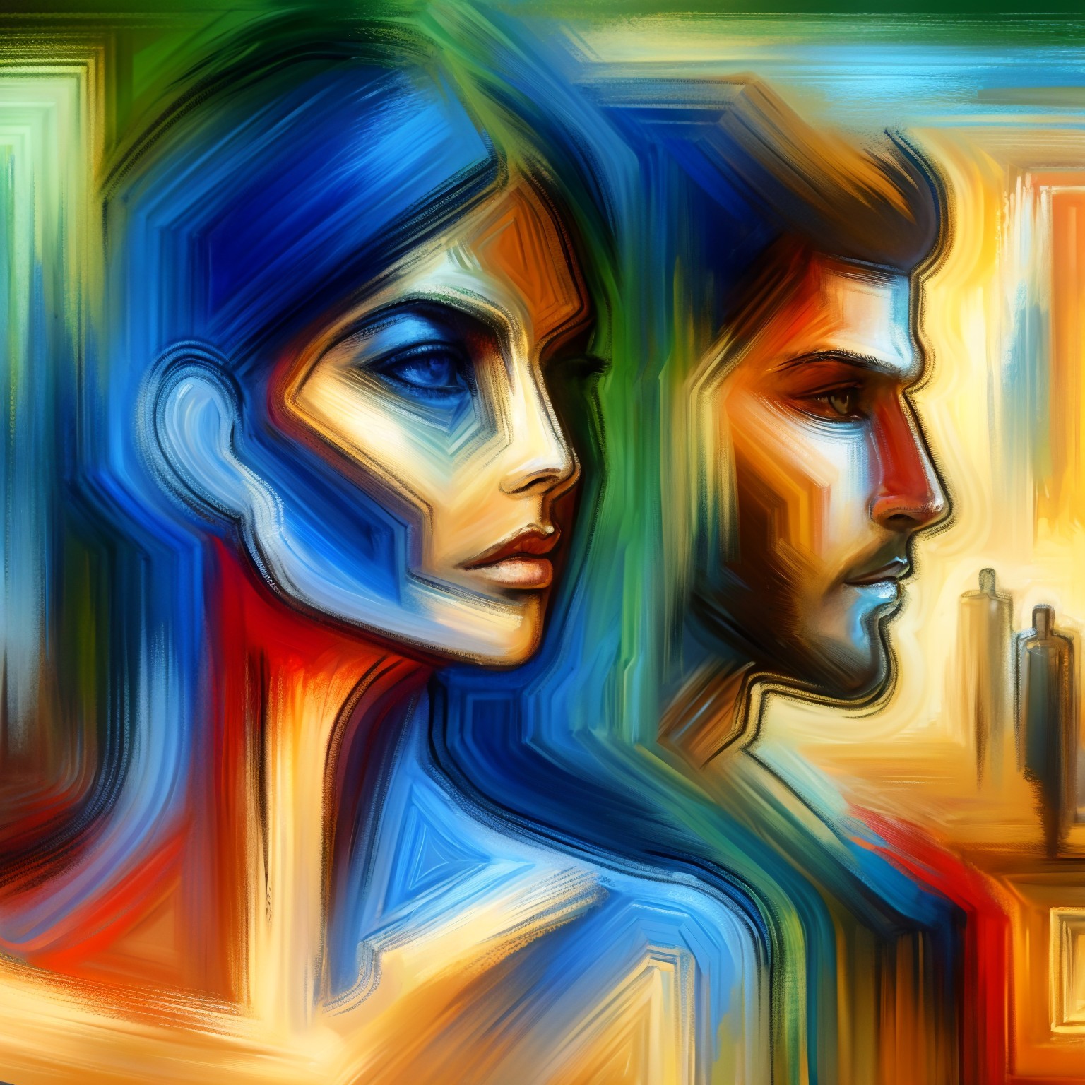 Abstract Depiction of a Man and Woman in Colors