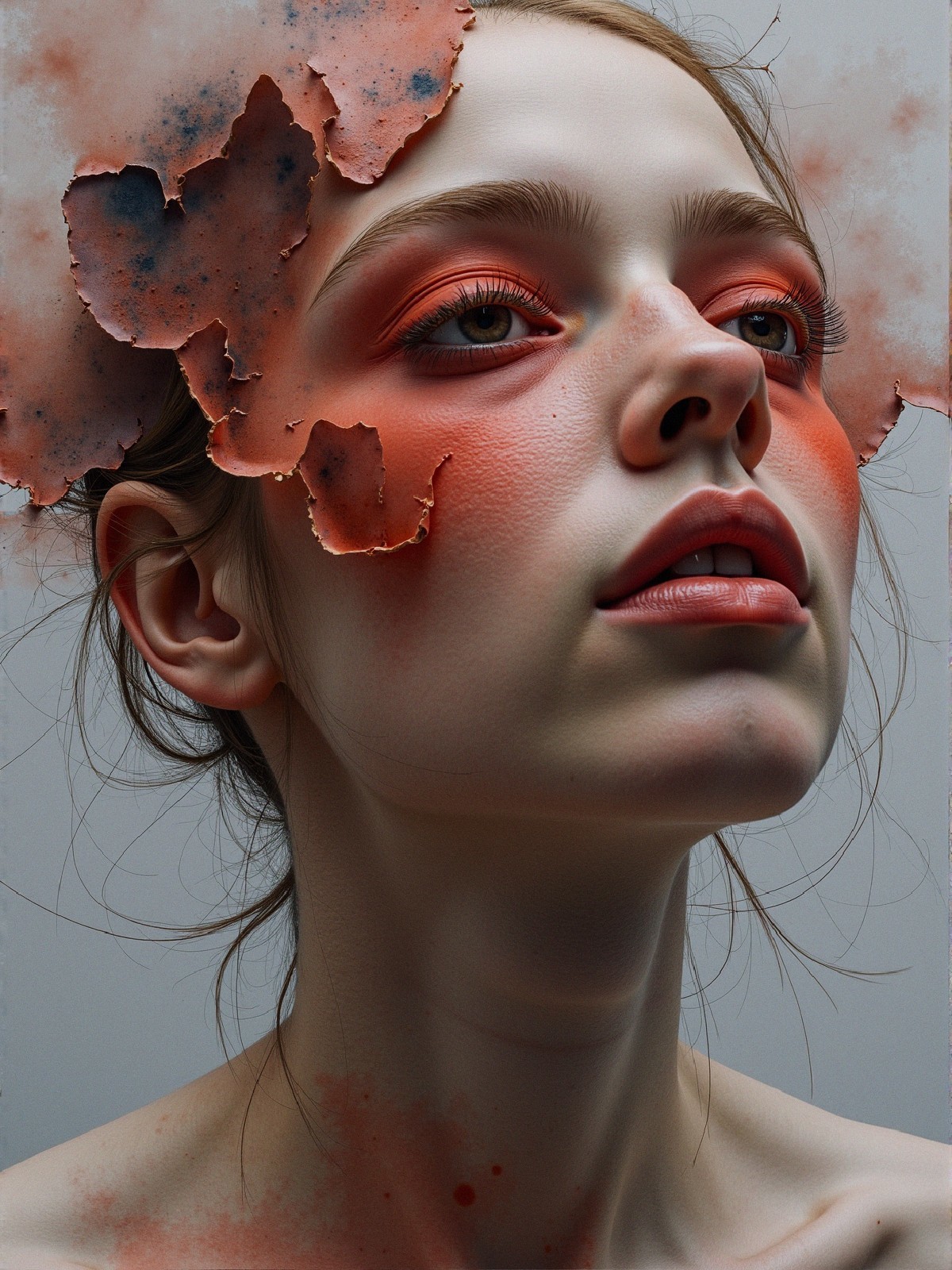 Close-Up Portrait of a Young Woman with Vibrant Makeup