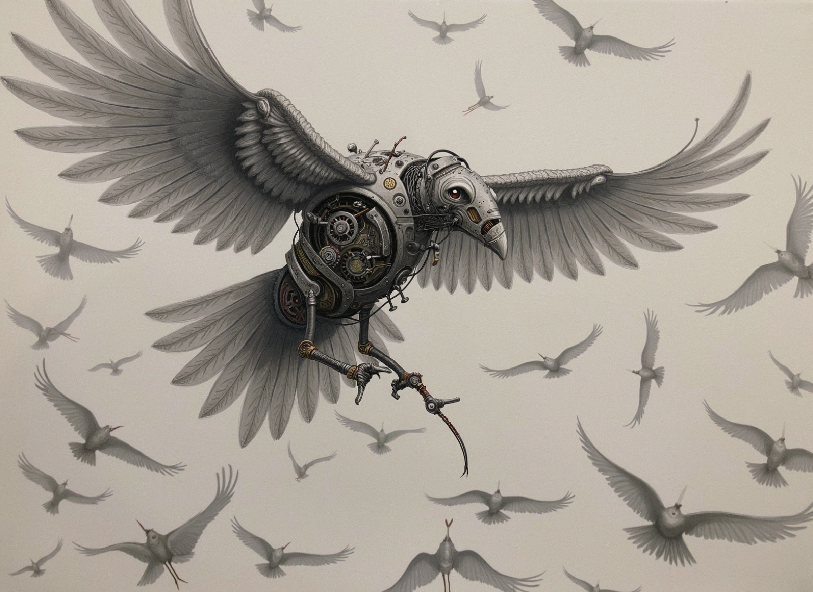 Mechanical Bird in Contrast with Natural Flock