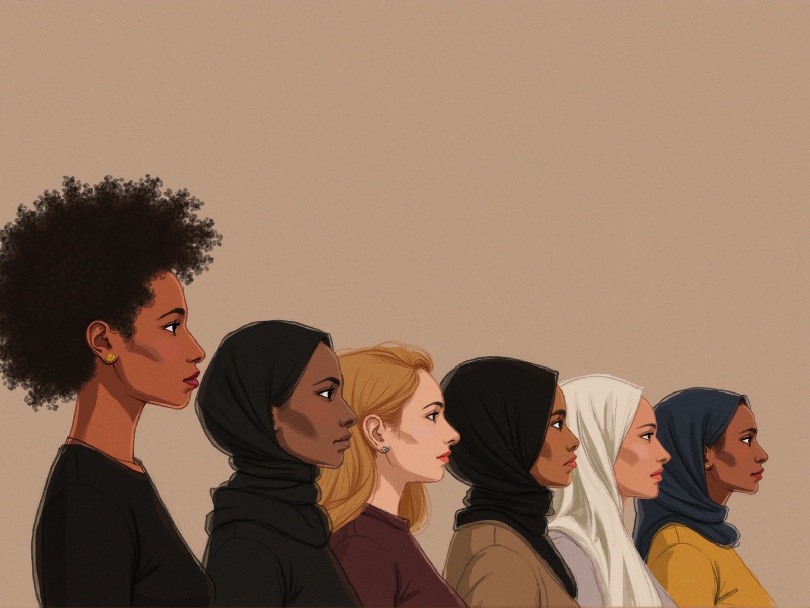Diverse Women in Profile Showcasing Strength and Unity