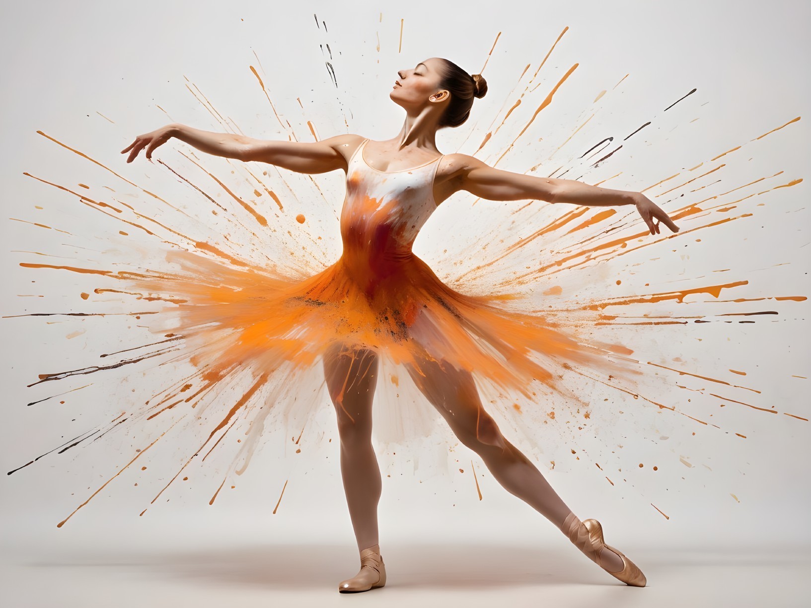 Ballerina in Vibrant Tutu with Colorful Background