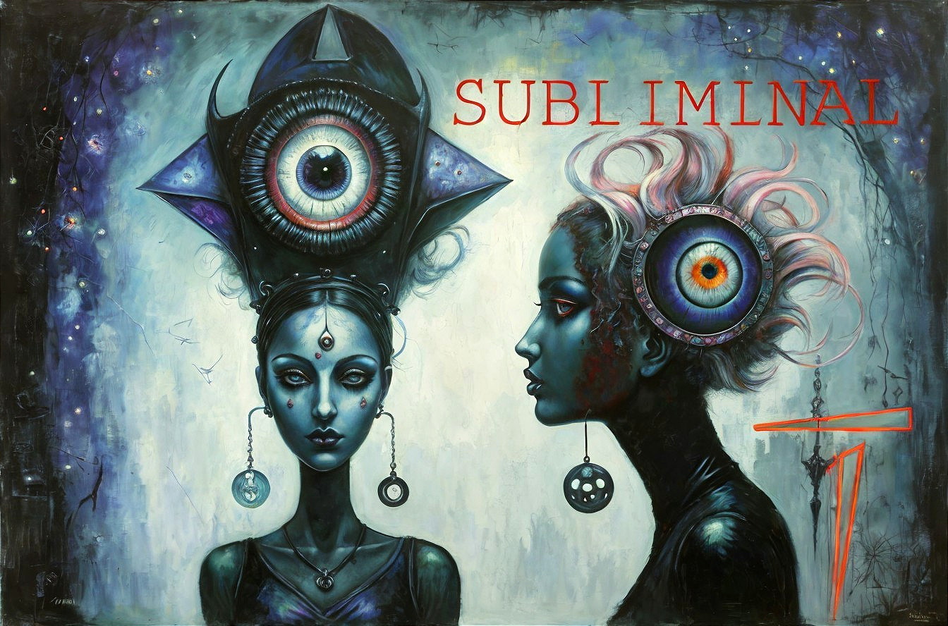 Ethereal Figures with Intricate Headpieces in Artwork