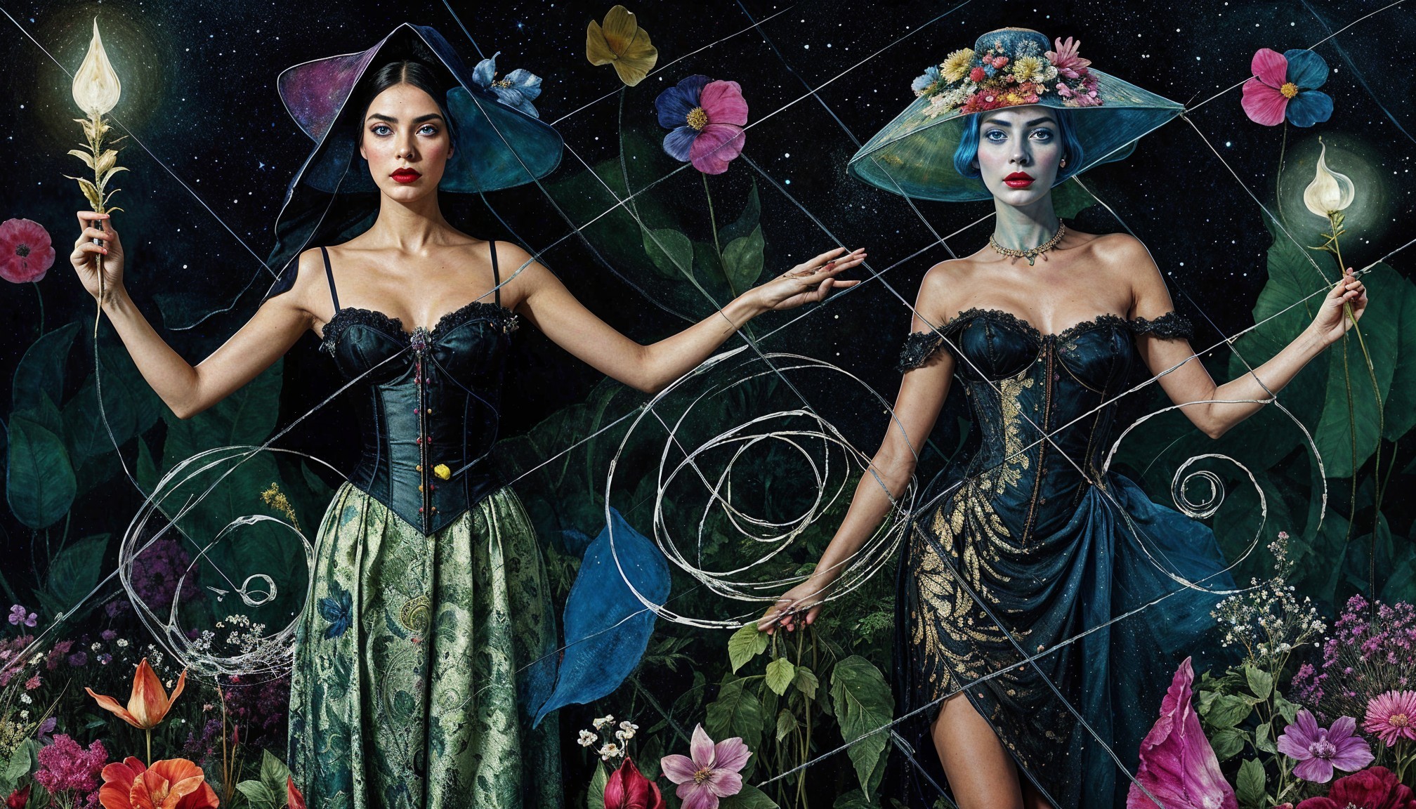 Contrasting Nature Represented by Elegantly Dressed Women