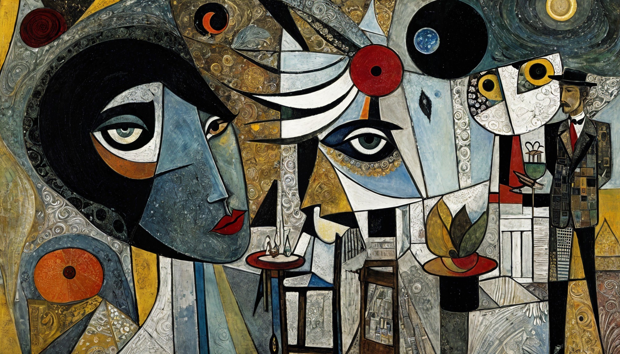 Vibrant Abstract Composition with Bold Colors and Shapes