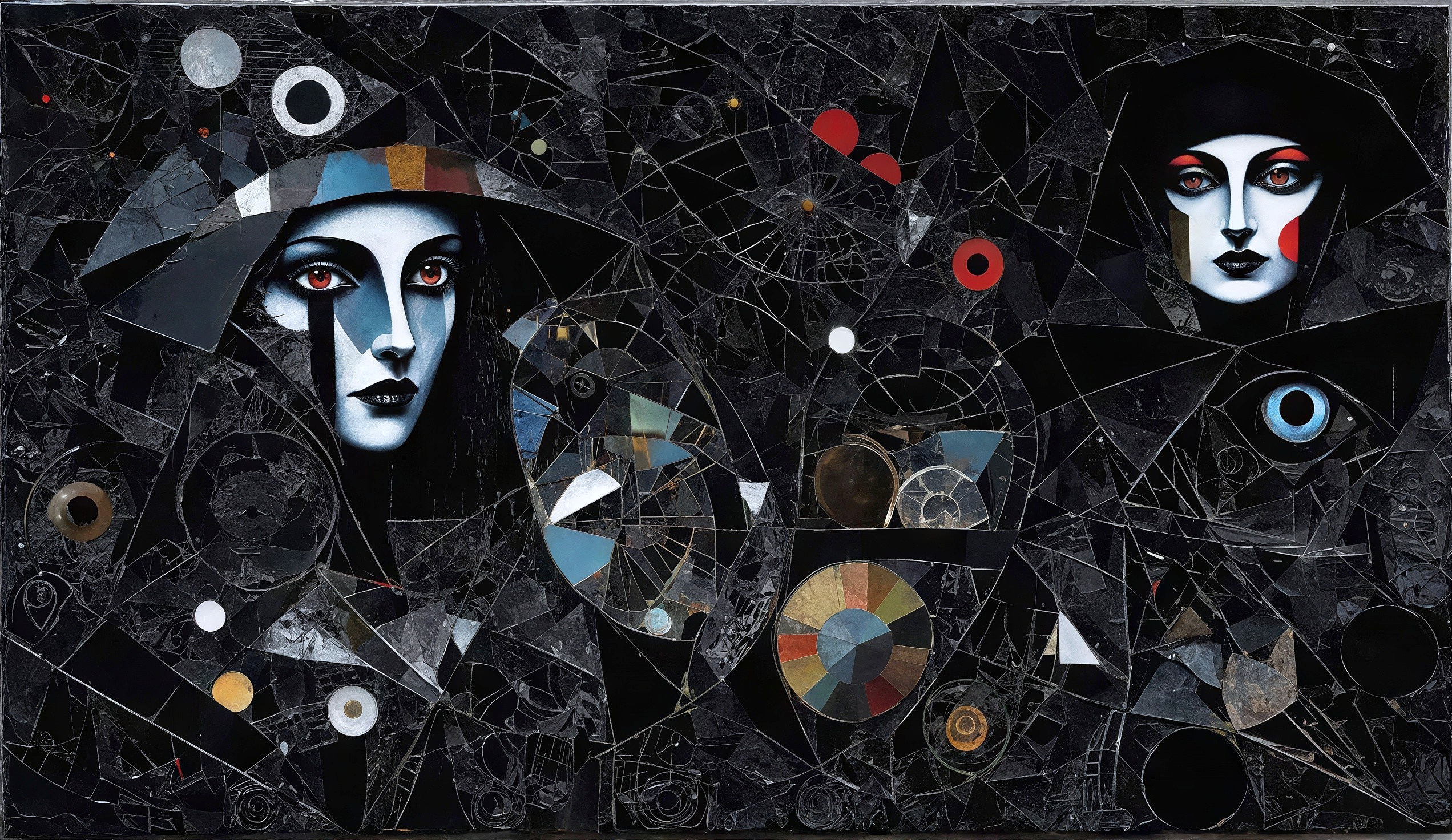 Abstract Portrait of Two Women with Witch Hats