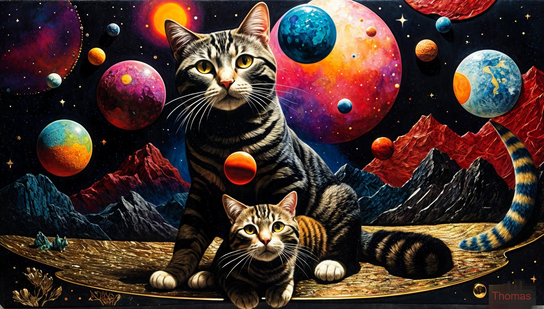 Stylized Cats in a Cosmic Landscape with Planets