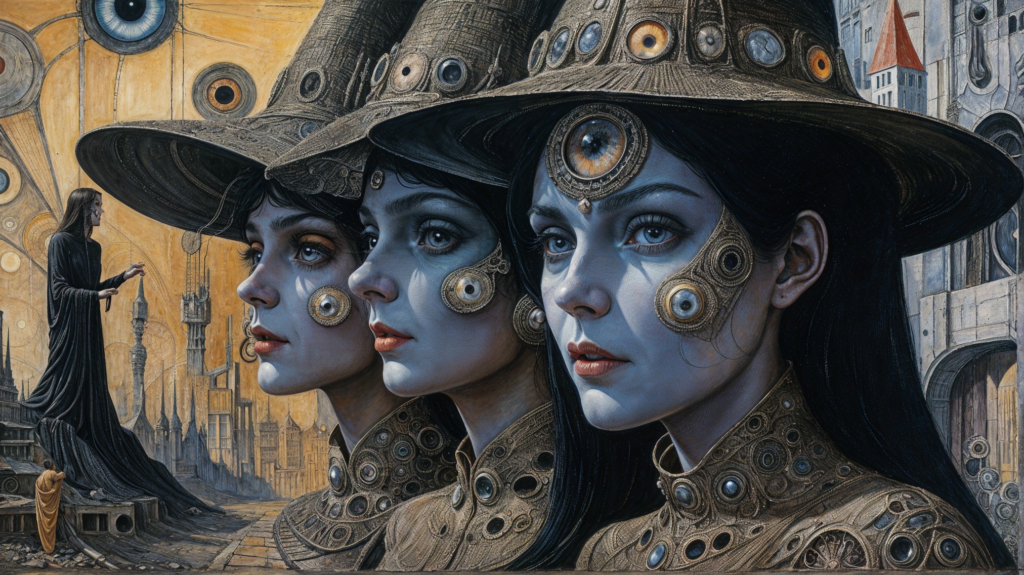 Three Women in Ethereal Designs with Surreal Features