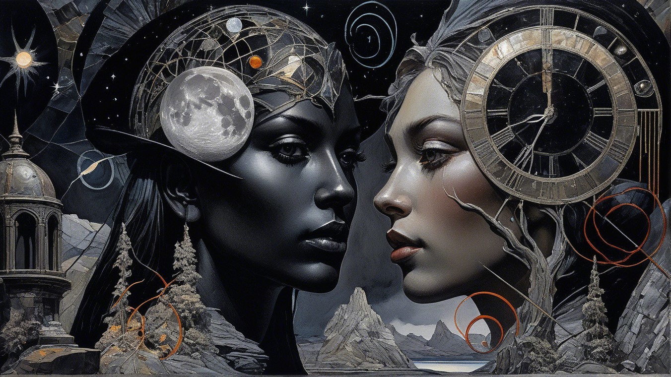 Dual Female Profiles with Cosmic and Natural Elements