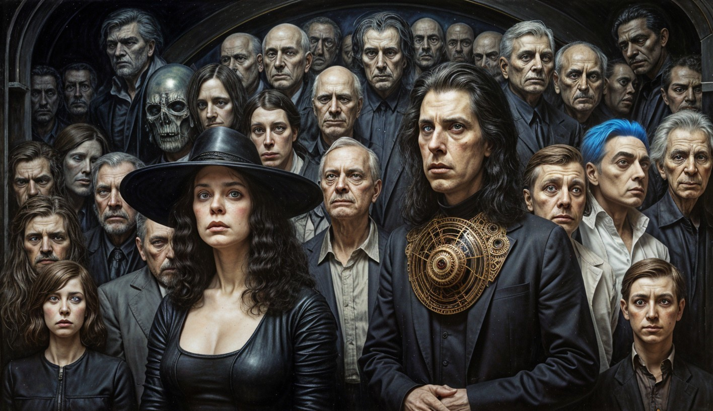 Atmospheric Portrait of People with Serious Expressions