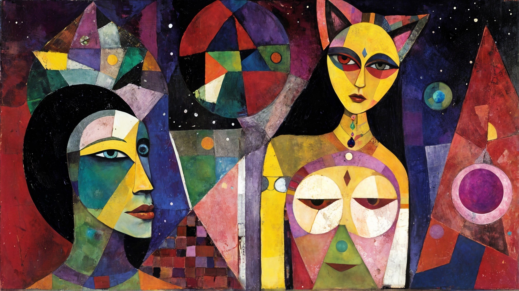 Abstract Artwork with Colorful Figures and Shapes