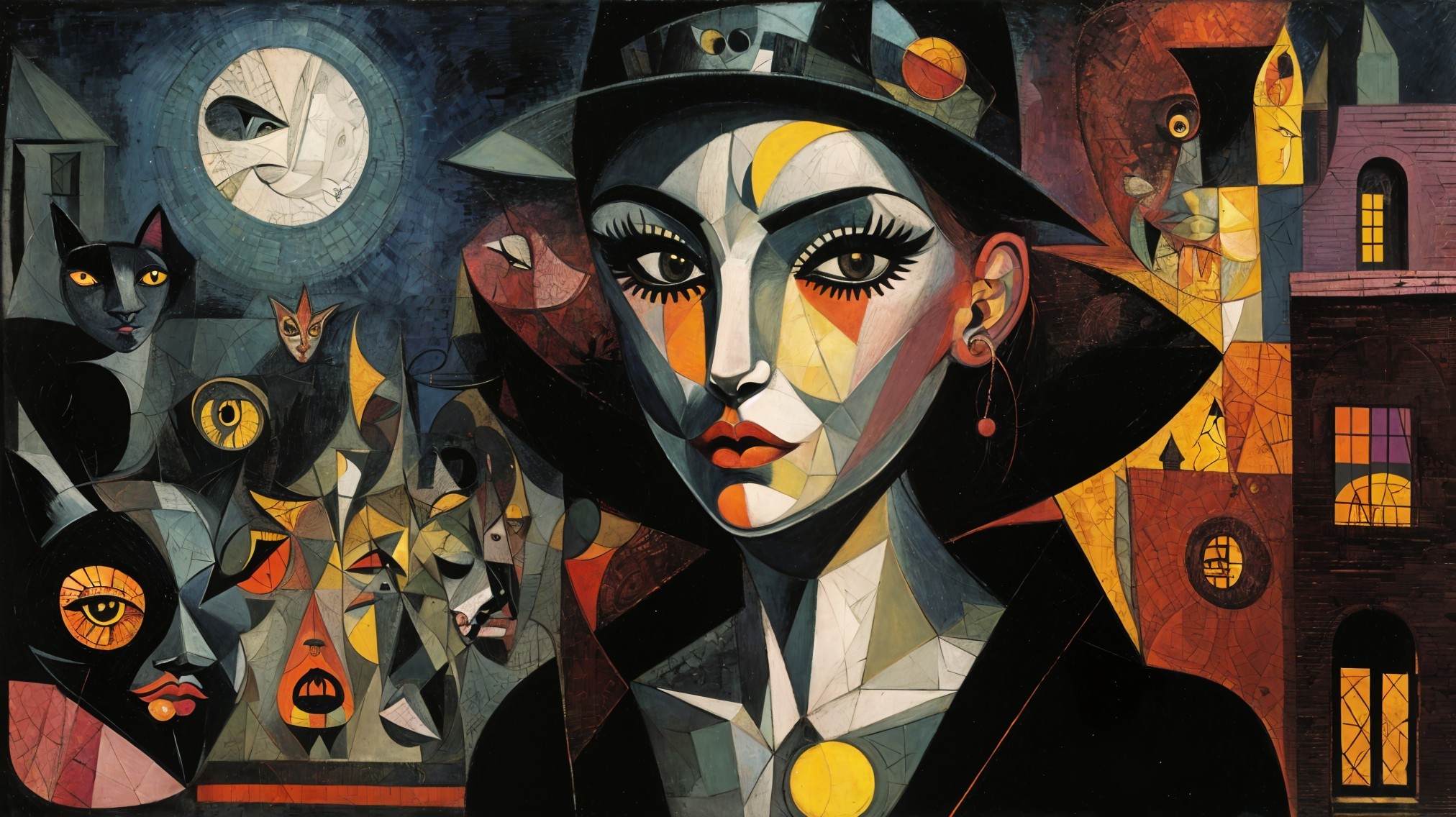 Stylized Portrait of Woman in Vibrant Cityscape