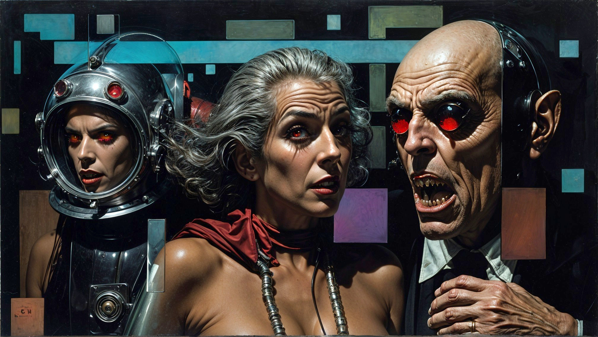 Futuristic Sci-Fi Scene with Unique Characters and Colors